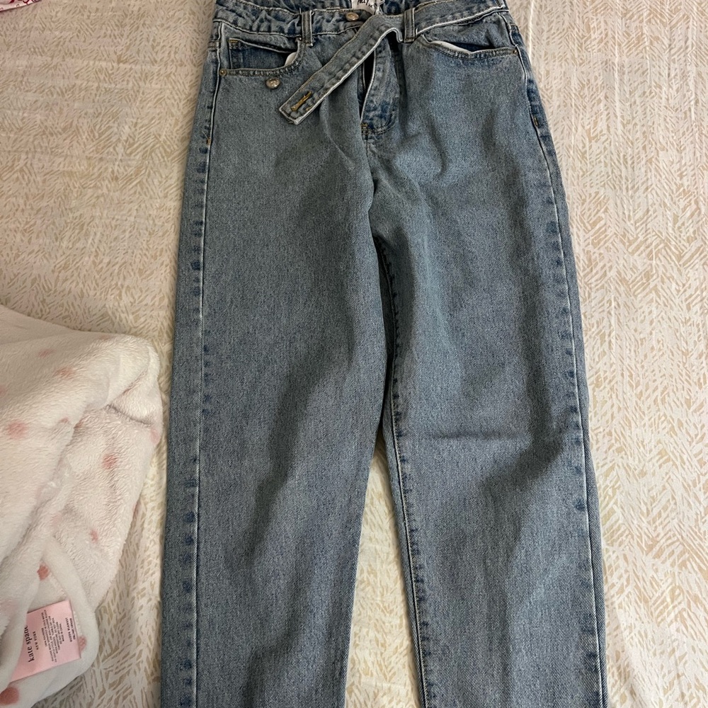 Princess Polly Light Blue Straight Leg Jeans